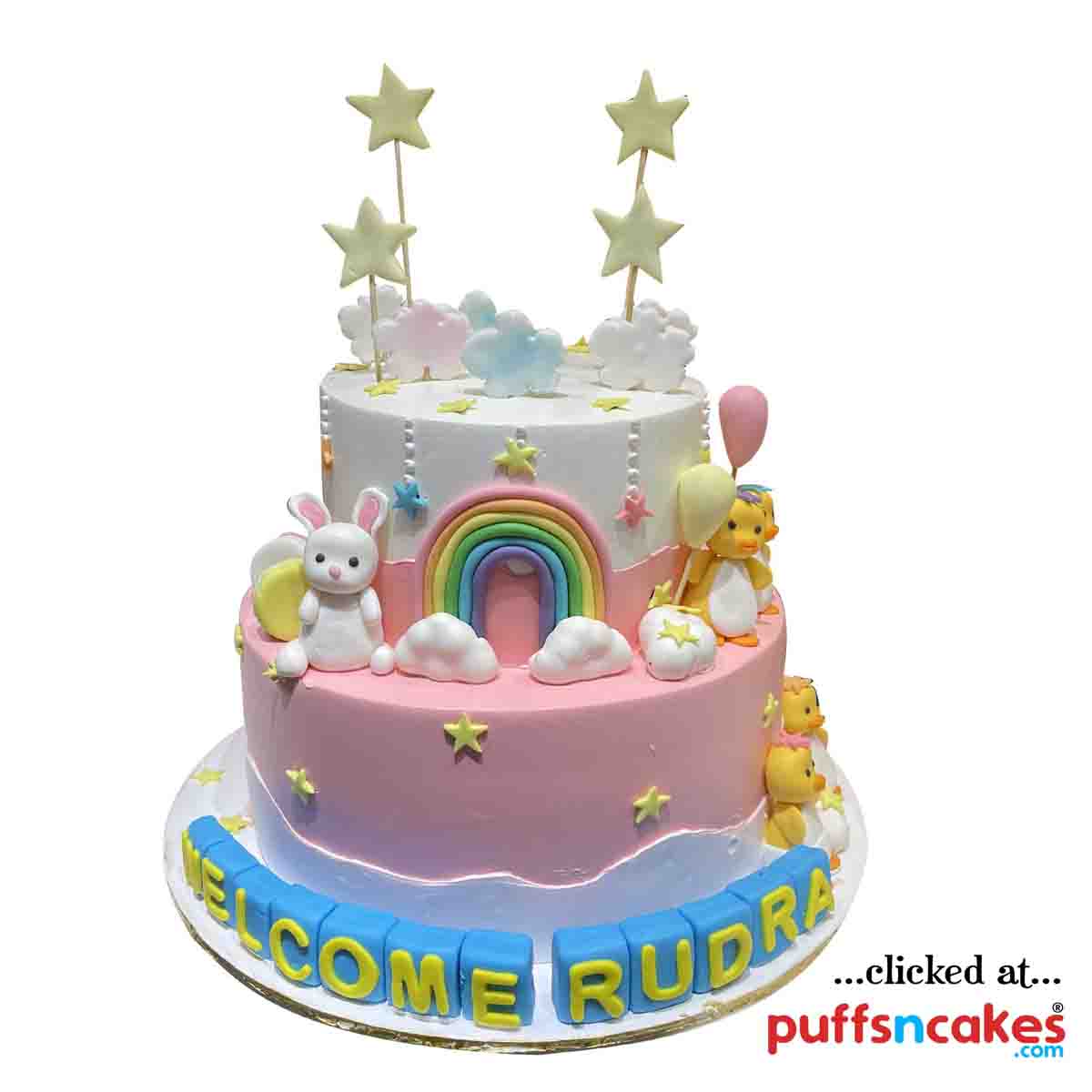 (1631) Welcome Baby Theme Semi Fondant Cake